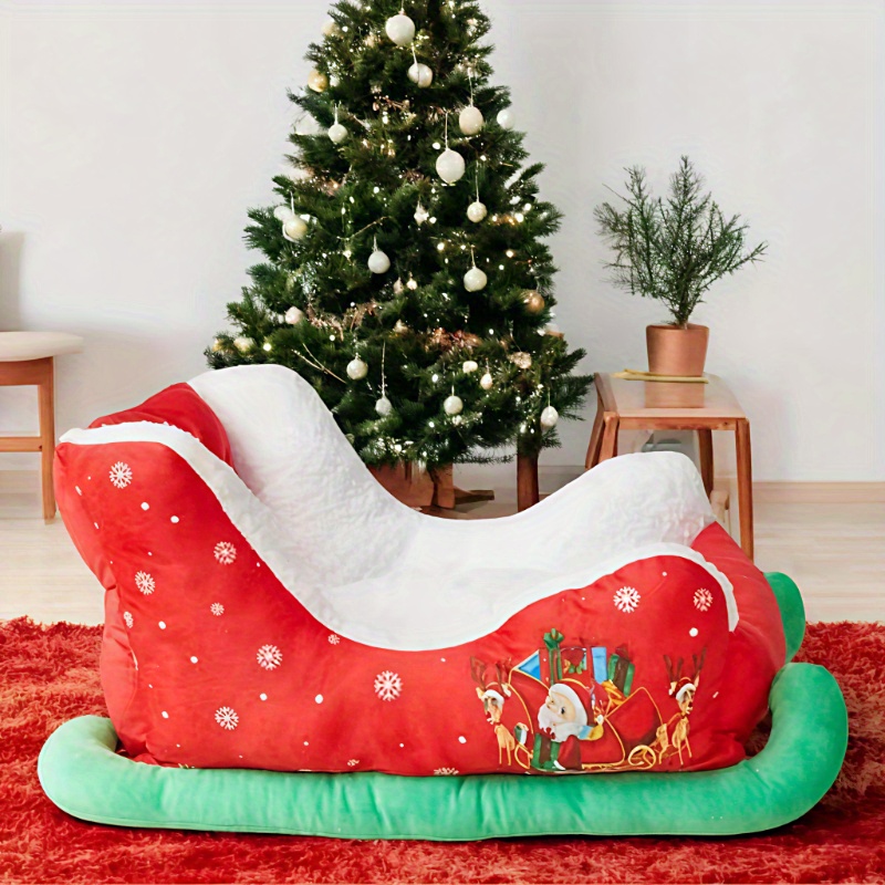 christmas sled cat bed removable washable pet bed with soft plush lining durable polyester   for cats small dogs holiday   with santa hat festive patterns cozy indoor outdoor use cat bed for indoor   pet bed christmas theme   bed Product details 4