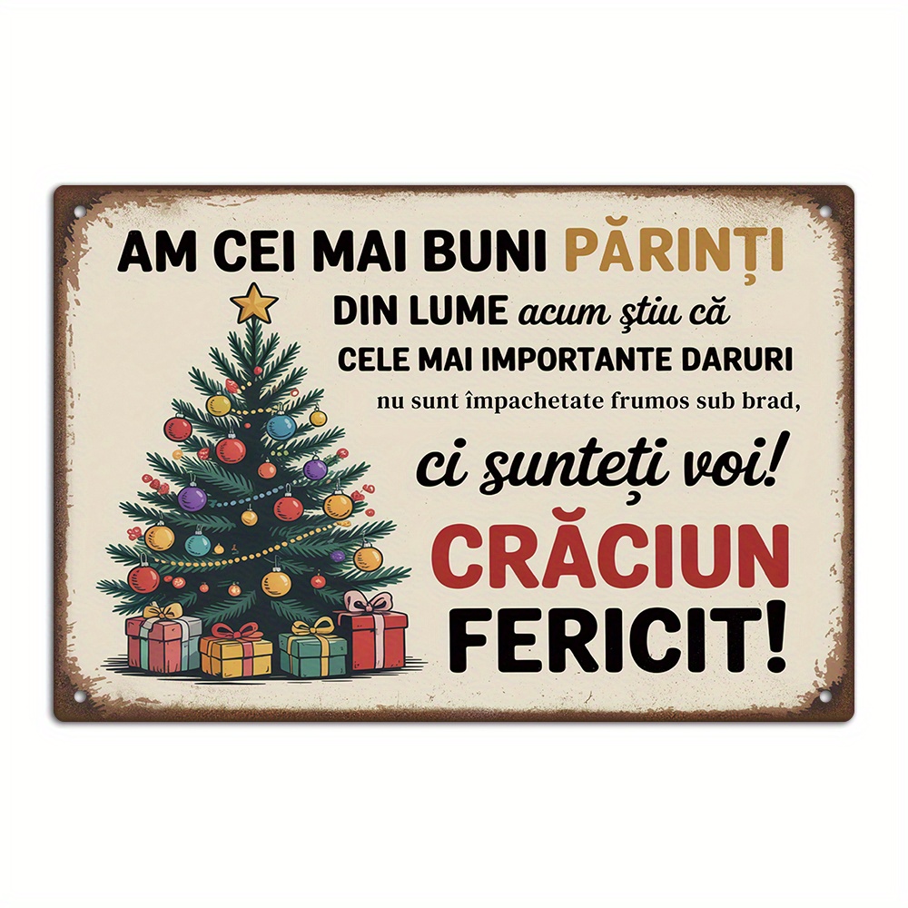 TEMU Putuo Decor 1pc Romanian Christmas Vintage Metal Tin Sign, I Have The Best Parents, Wall Art Decor For Home Christmas Party, Gift For Birthdays,