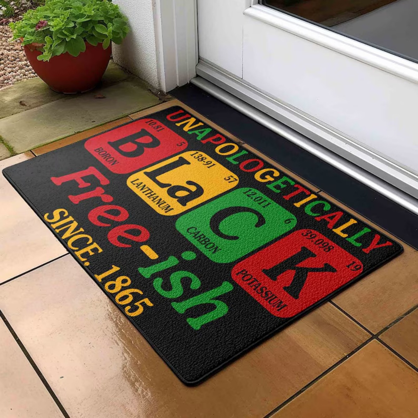 

1pc Non-woven Fabric Door Mat With Rubber Backing - Black History Month , Hand Washable, Outdoor & Indoor Use Decorative Entryway Rug