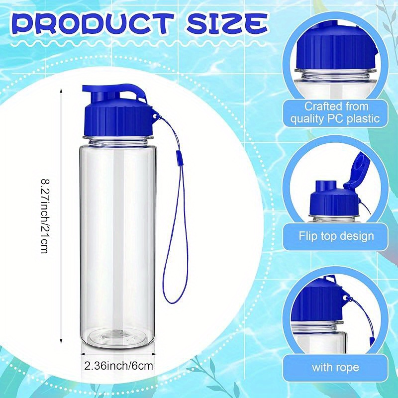 Clear Tritan Water Bottle With Flip Top Lid - 21oz Leak-Proof, BPA-Free, With Handle And Removable Strainer For Sports & Gym