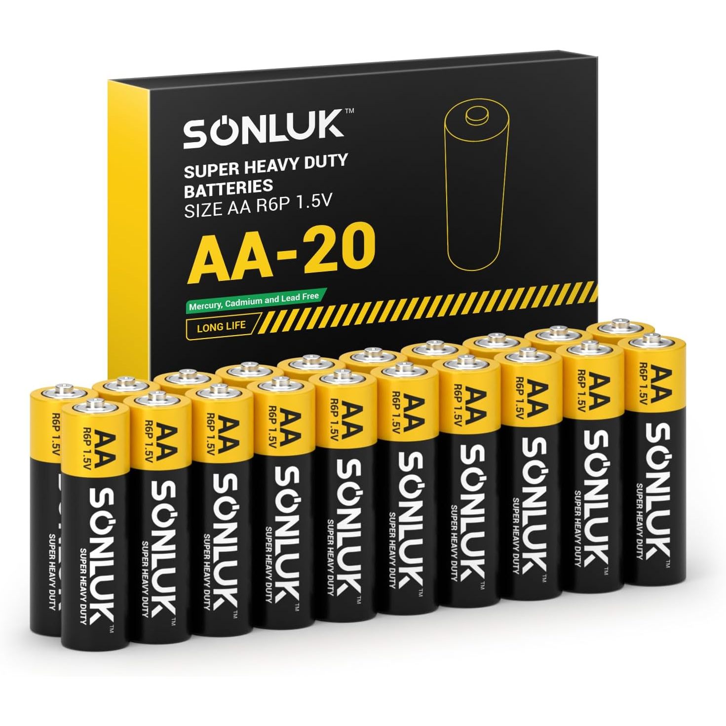 TEMU Aa Batteries 20-pack - 1.5v Duty Carbon Batteries, Mercury/cadmium/, Perfect For Remote Controls, Led Clocks