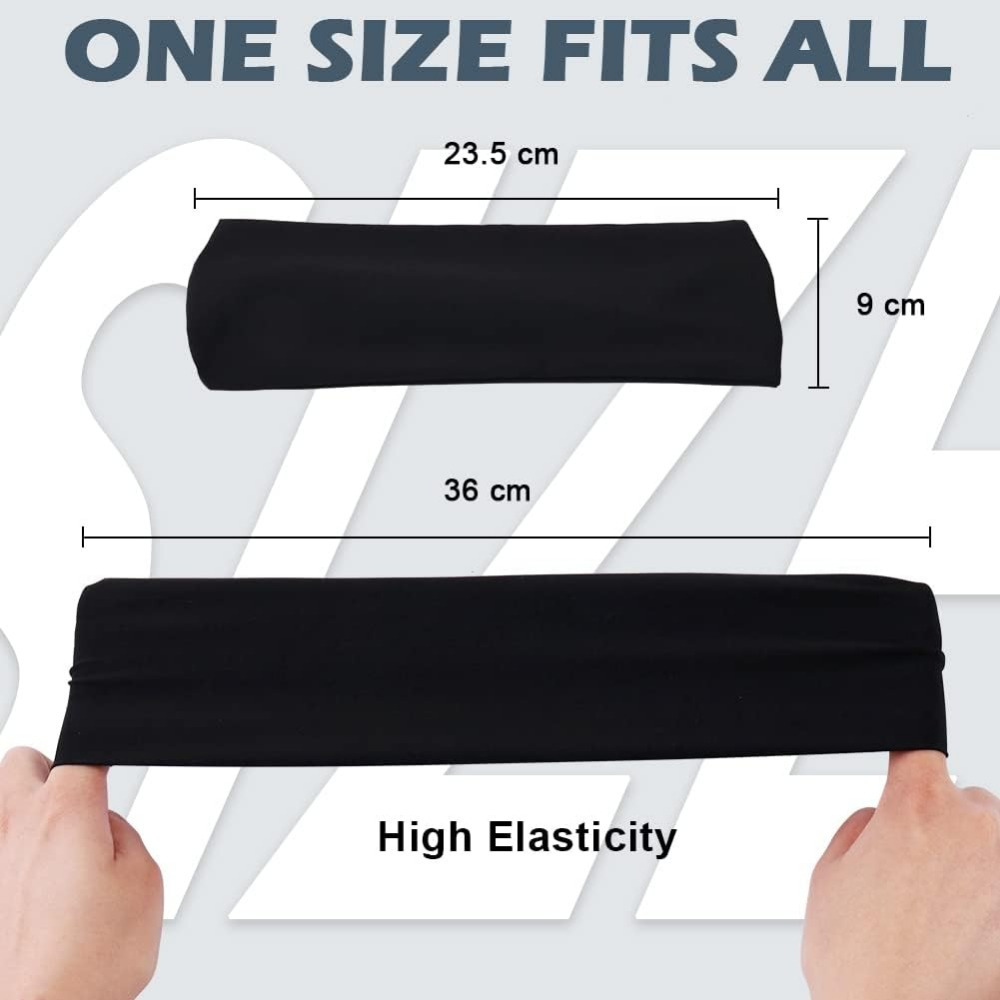 Fascia Elastic In Microfibra Per Sport, Assorbente Traspirante, Unisex Per Running E Fitness, Nero - 6