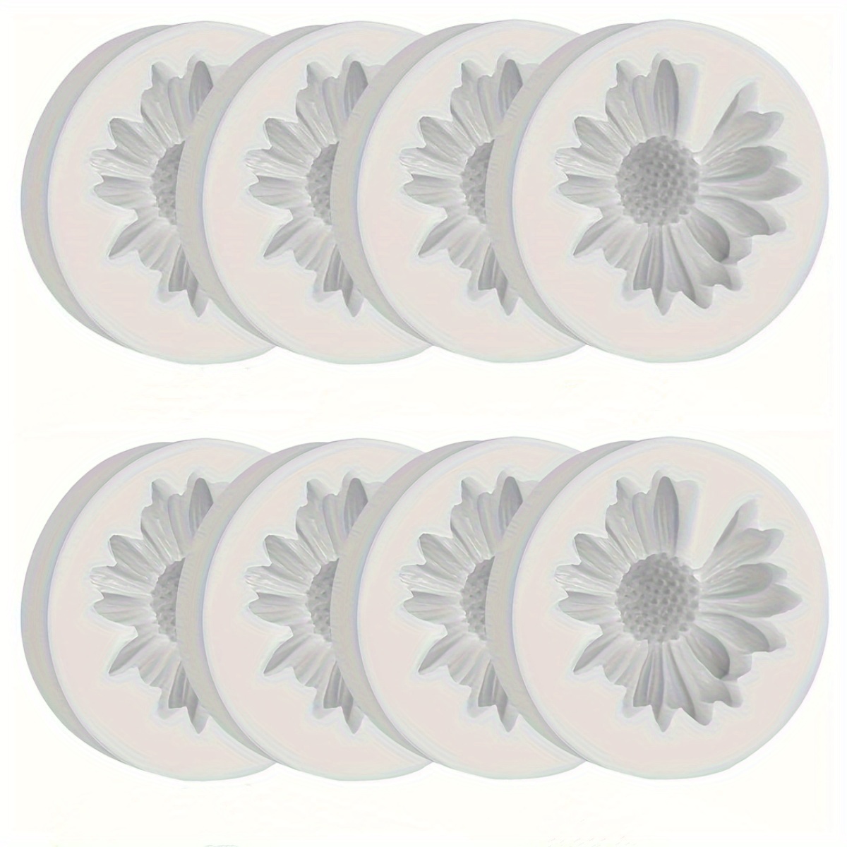 Image of 8pcs Daisy Flower Silicone Molds For Candles, 3d Flower Decoration Mold, Tealight Candle Soap Wax Epoxy Resin Concrete Casting Polymer Clay Craft