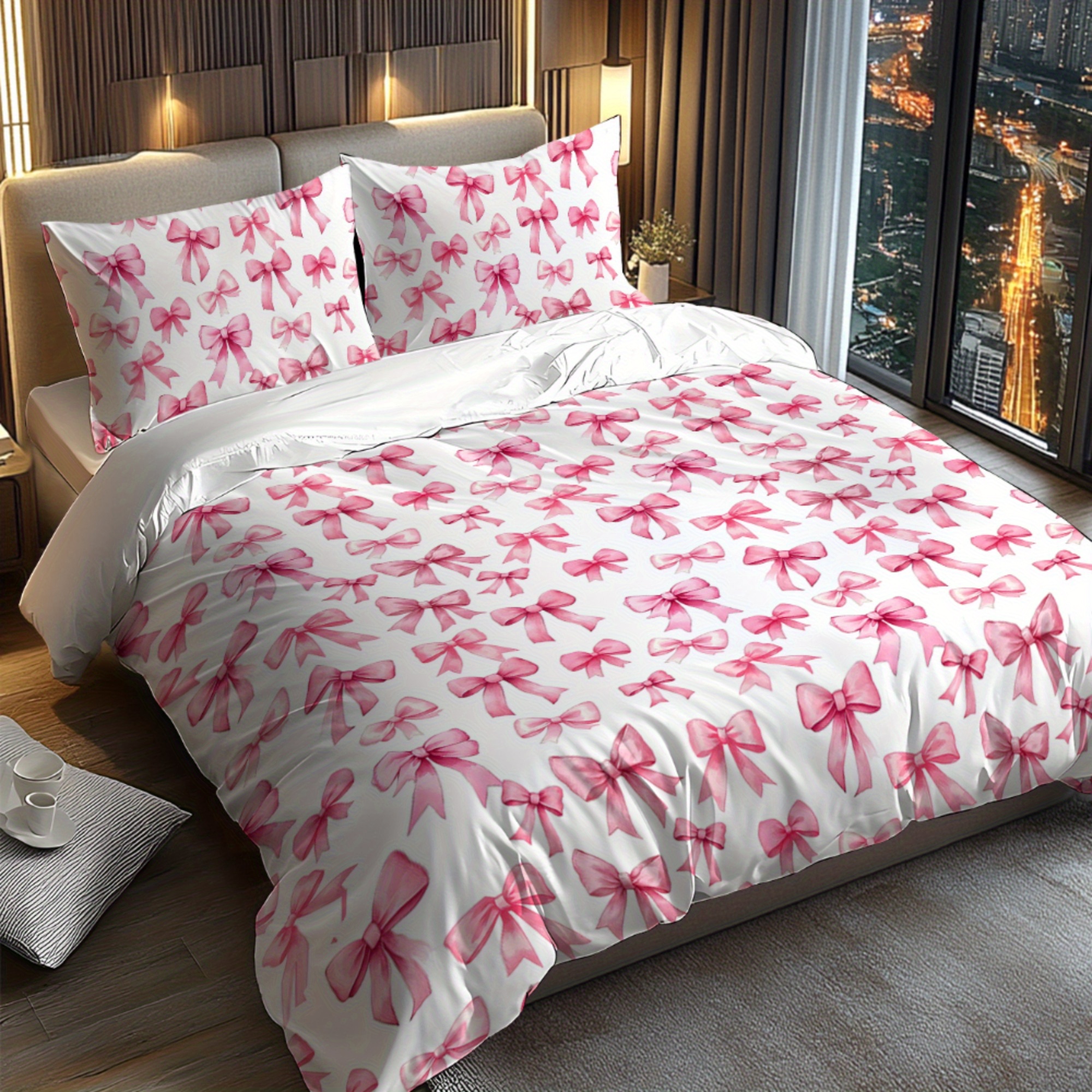 TEMU Jit2/3pcs Valentine's Day Bedding, Love Is , Featuring A Bow Tie Theme Design, 3d Brushed Digital Printed Duvet Cover Set, Excluding Filling