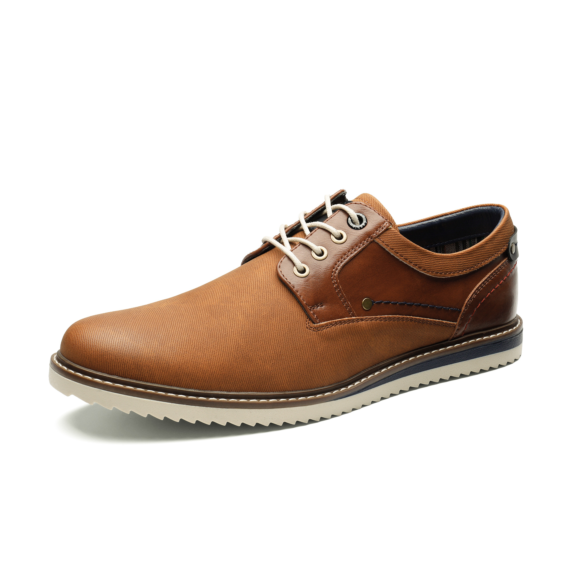 Image of Men's Elegant Oxford Derby Lace-up Shoes | Low Heel Classic Wedding Business Vintage Style Comfortable Everyday Footwear