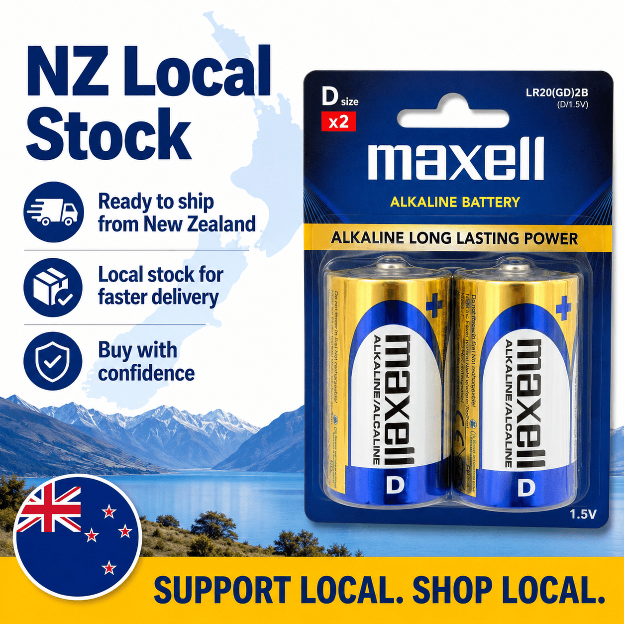 TEMU D Size Alkaline Batteries 2-pack, Lr20 1.5v Long-, Batteries For Flashlights, Radios, Toys, Lanterns, Portable Audio Devices, And Compatible