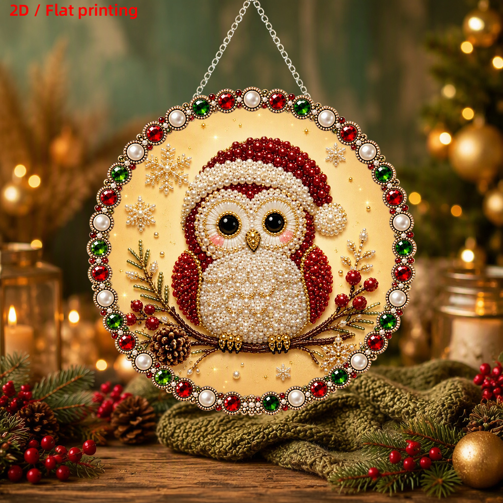 TEMU 2d Flat, New 2d/flat Printing Diy Acrylic Pearl Rhinestone Pendant Kit, Featuring A Christmas That Catches Sunlight. Includes A Rhinestone Tool,