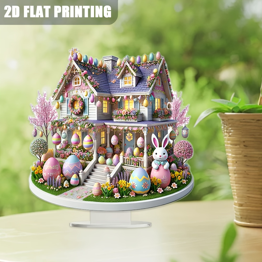 

2d Flat A Soft-colored 2d Acrylic Tabletop Decoration Piece, Featuring A Easter Ornament With Egg And Floral , Easter Celebrations And Seasonal Decor, Suitable For Types Of Rooms.