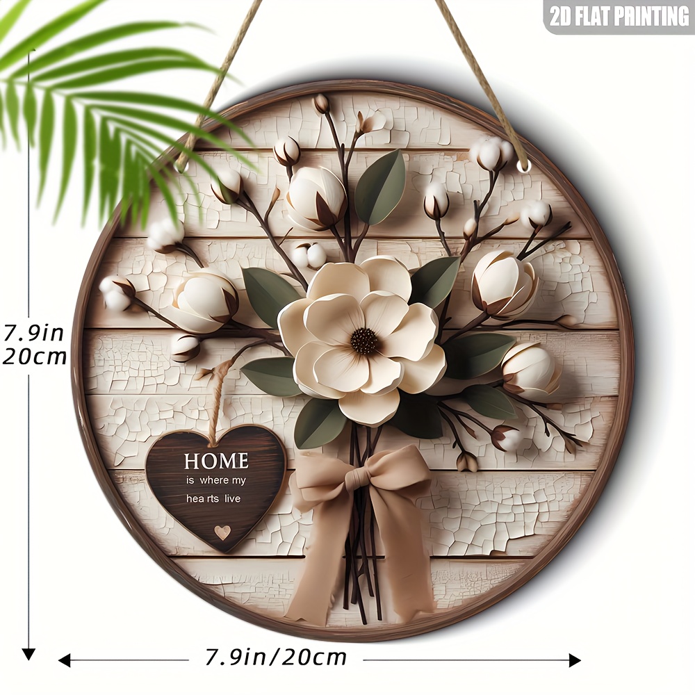 TEMU 2D Plat - 1 stuks Houten " Where Is" Bord in Rustieke Stijl, 2D Plat Cirkelvormig Wandplaatje met Kransontwerp, Multifunctioneel Decoratief Bord