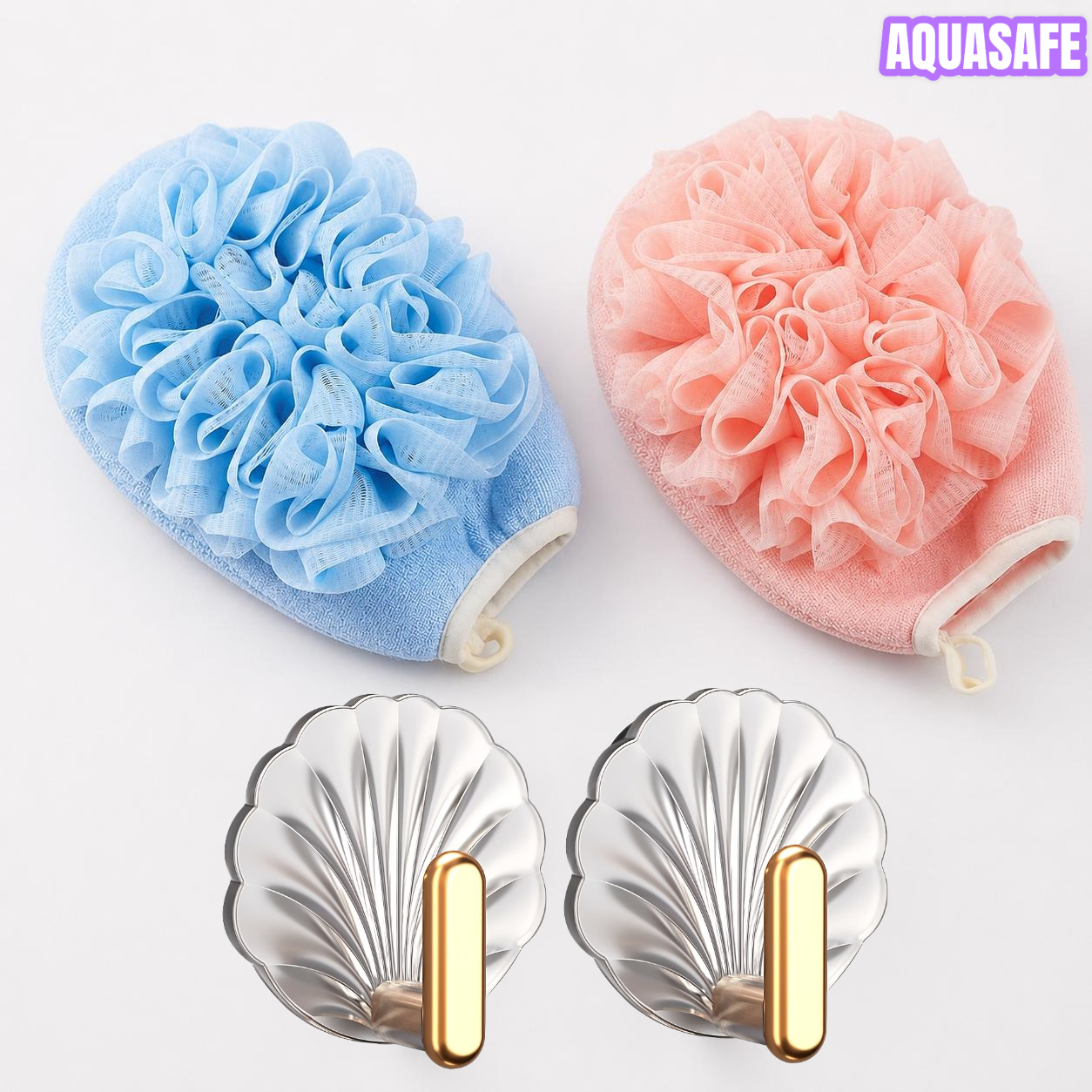 TEMU Set combinato pezzi: da bagno a + 2 ganci, blu per , rosa per donna, set pratico da bagno per strofinare e insaponare su entrambi i lati