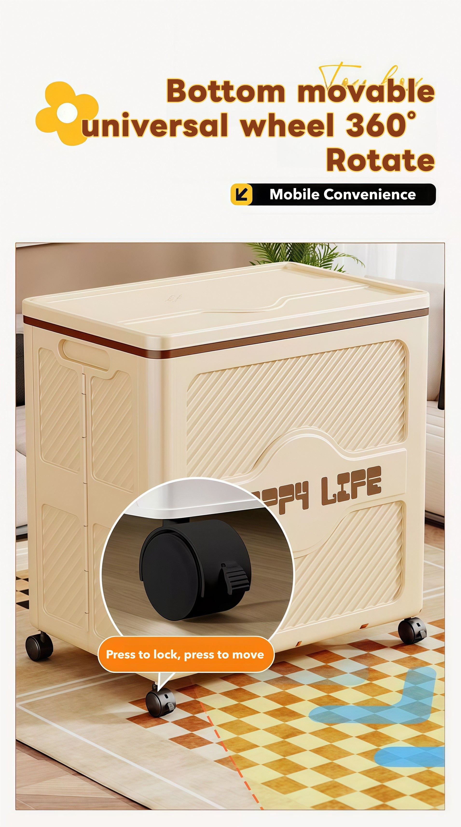 multi functional   storage box foldable stackable bin with wheels large capacity organizer unit ideal for   clothing craft supplies Product details 2