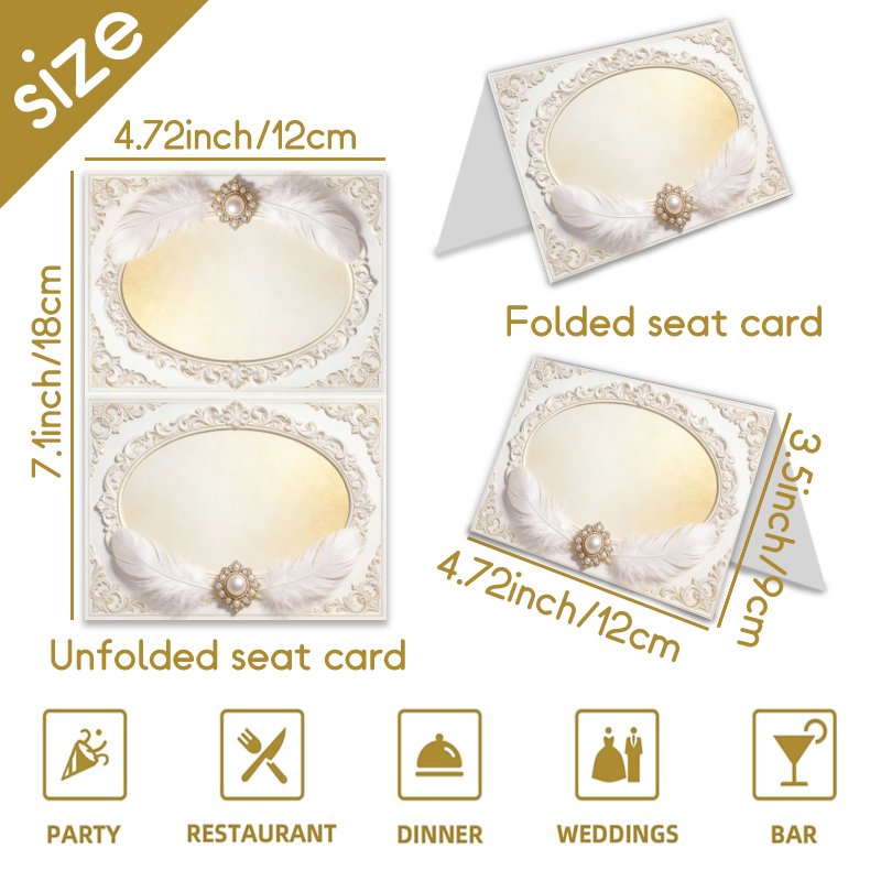 TEMU 20 pièces Lot de Cartes de Place Élégantes à Cadre en pour , Banquets, Dîners, Plans de Table - Cartes de Table Vierges à avec Nom/Numéro et