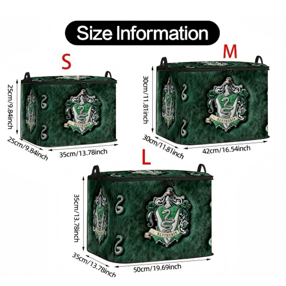 TEMU 1pc Warner Slytherin Storage Box With A Portable Handle For Easy Carrying. Used For Clothing... Multi-functional Organizer With Handle For