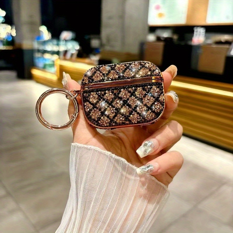 Luxurious Sparkling Diamond for airpods Case - Black Polyurethane, Hard Shell with Golden Accents, Perfect for AirPods Pro, 1st/2nd/3rd Generation, 4th Generation, for AirPods Accessories | Sparkling Accessory | Durable for airpods Case, for AirPods Case