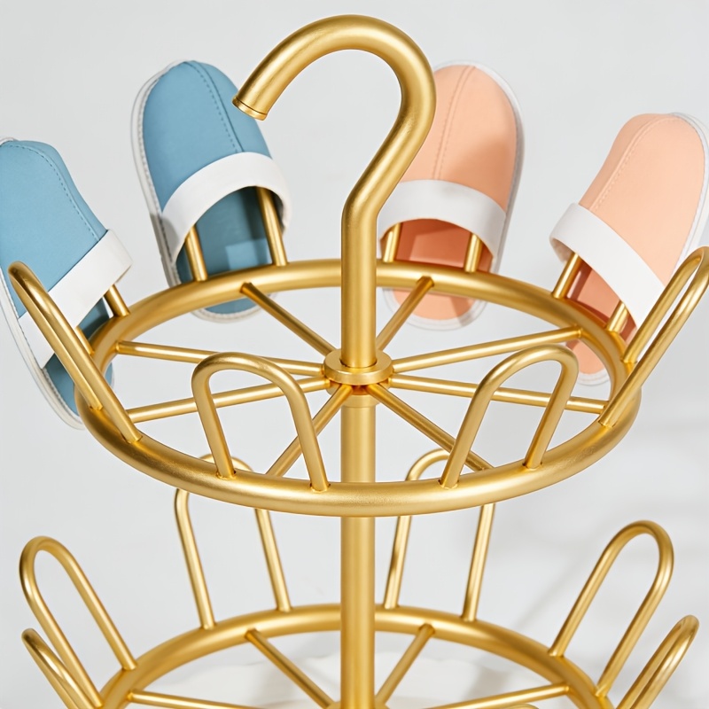 Shoe-Specific Rotating Drying Storage Rack, Featuring an Artistic Streamlined Wrought Iron Design That Is Elegant and Generous. Multi-tiered Storage Layout with Ample Capacity, Rotatable for Flexible Adjustment. Switch Freely Between Floor-standing