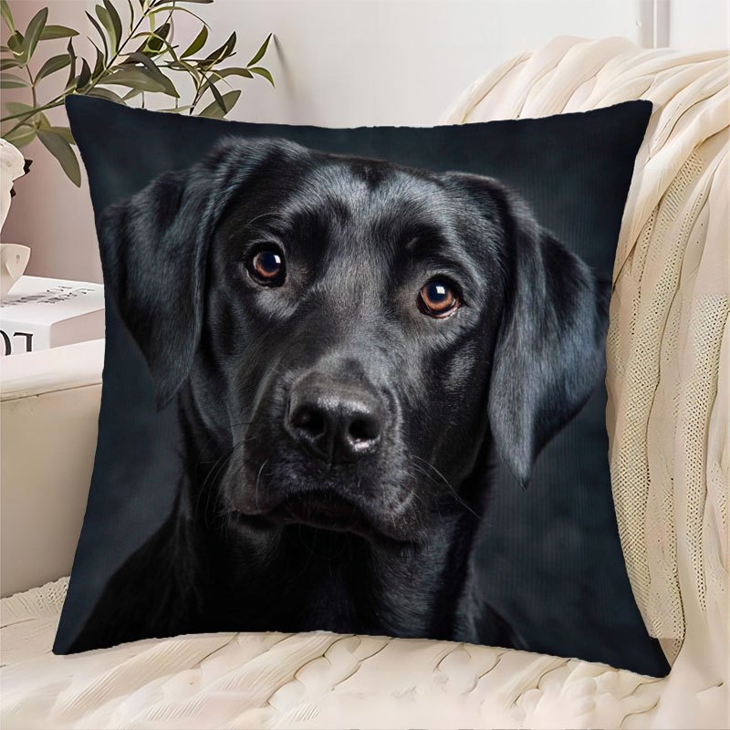 TEMU 1pc Realistic Retriever Plush Throw Pillow - Soft Short Plush Cushion Suitable For Sofa, Bed, Office, Machine-washable Dog Bed Decor, Zipper