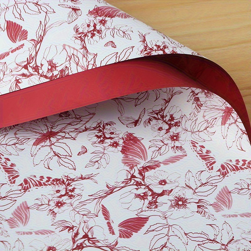 E-shop 5-teiliges Perlmutt-Blumen-Geschenkpapier mit glänzendem Schimmer – Verdickte Kunststofffolie geeignet für Blumensträuße, Geschenkverpackungen,