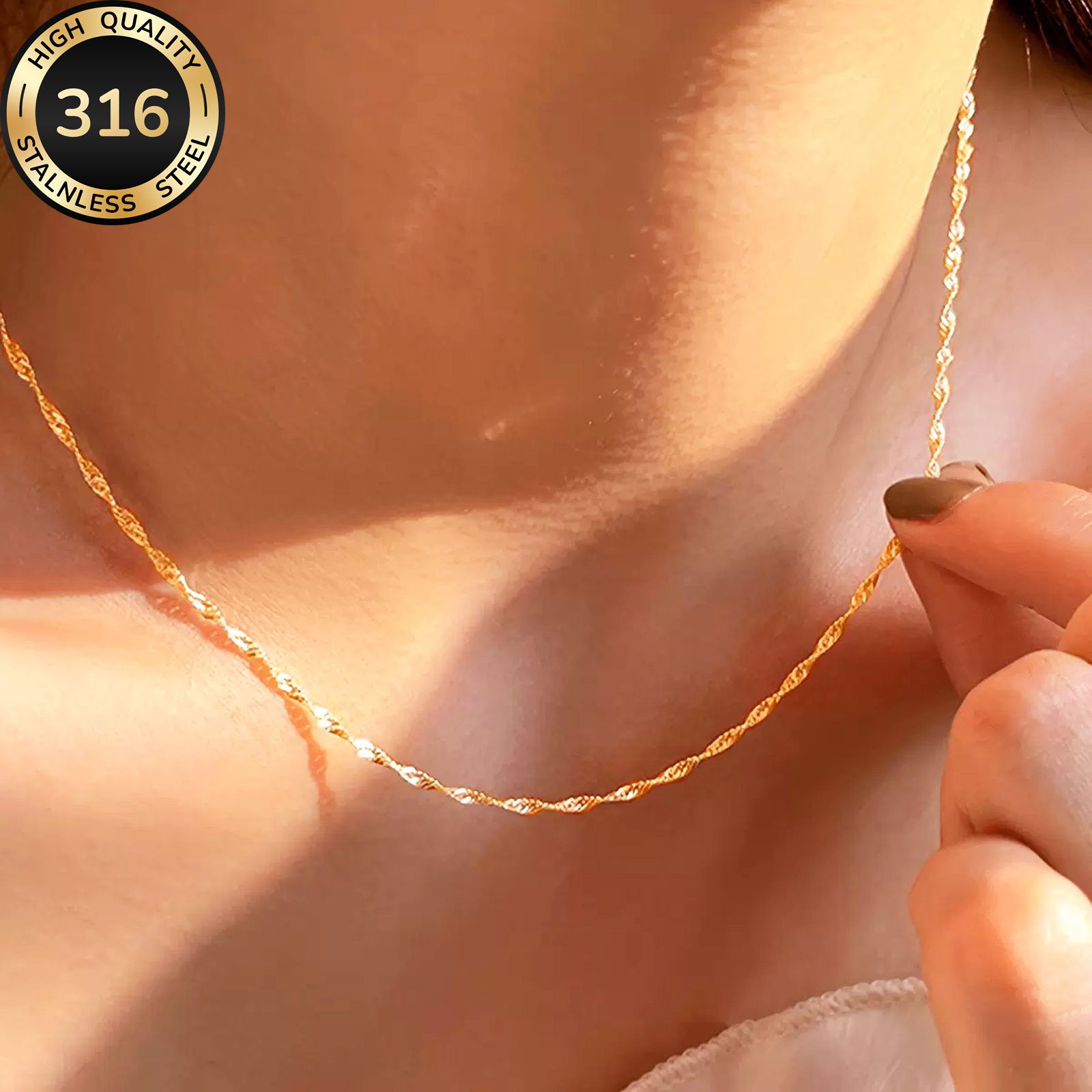 TEMU Elegant Stainless Choker Necklace, High-quality Women's Jewelry, Wear And Holiday Gifting, Valentine's Day Present, Versatile Jewelry For All Year Round