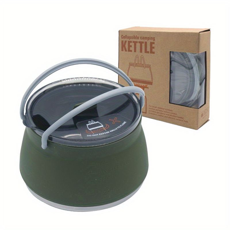 Image of 33oz Food-grade Silicone Collapsible Kettle, And Portable Cookware, Suitable For Outdoor Travel, Camping, Hiking, Road Trips