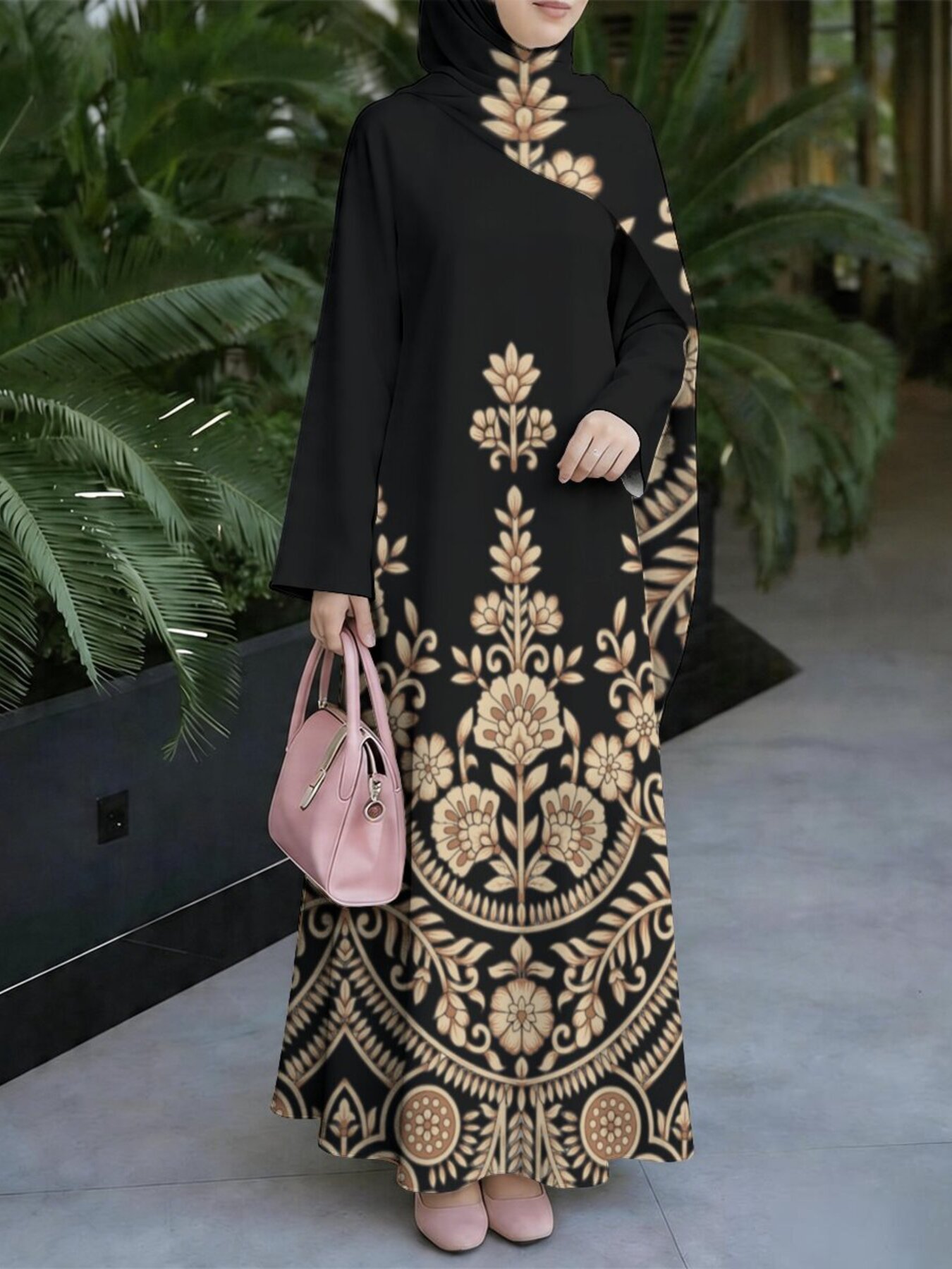 black golden luxury embroidered muslim robe wearing - Temu Cyprus