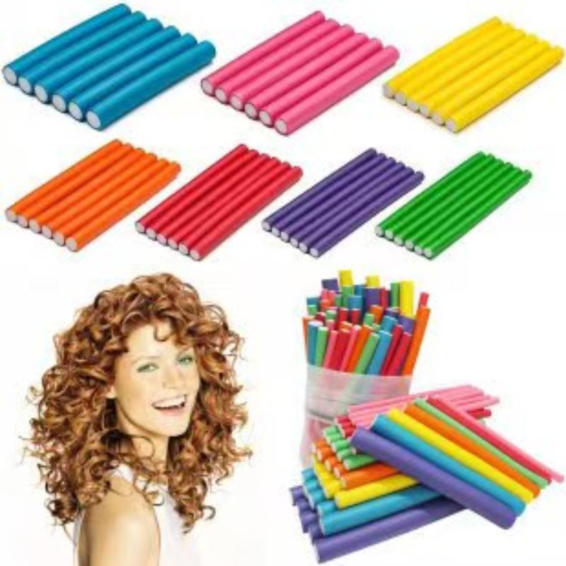 

6pcs Flexible Hair Curling Rods - , Foam Curlers For Easy Styling, Assorted Bright Colors (pink, Blue, Green, Yellow, Orange, Purple), All Hair Types, Hair Curler