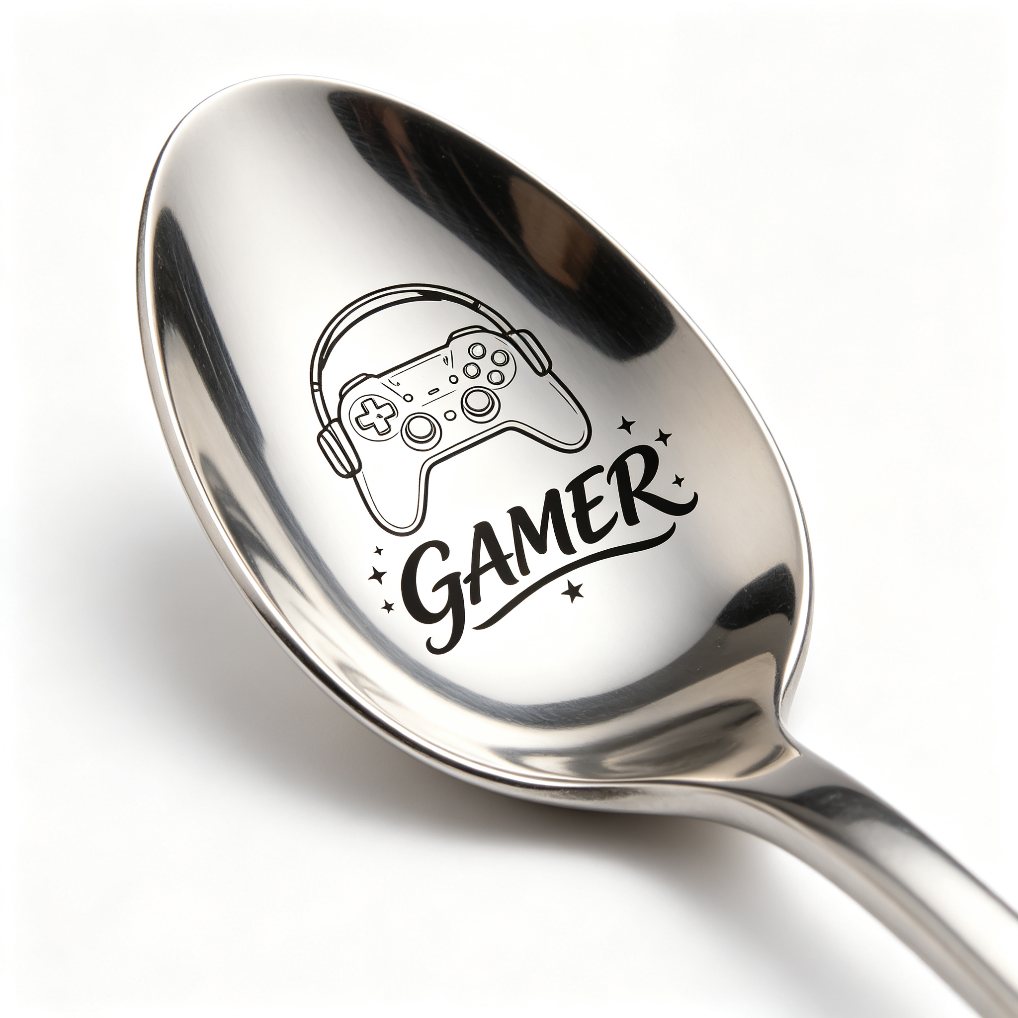 TEMU Gamer Laser Engraved Spoon Trucker Gift Truck Driver Coffee Tea Dessert Long Handle
