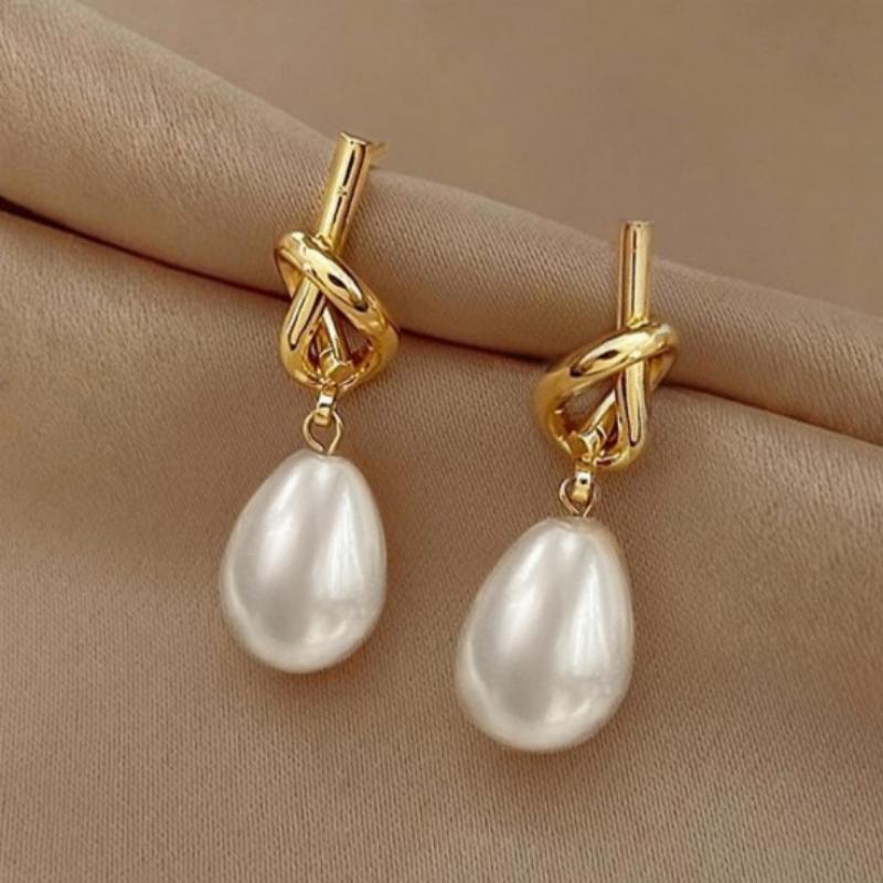 Image of Readkiss Women' Elegant Plated Drop Earrings - Vintage Retro Knot Suitable For Bridal Wedding Jewelry, Birthstone Gift, Party & Casual Attire, Versatile Statement