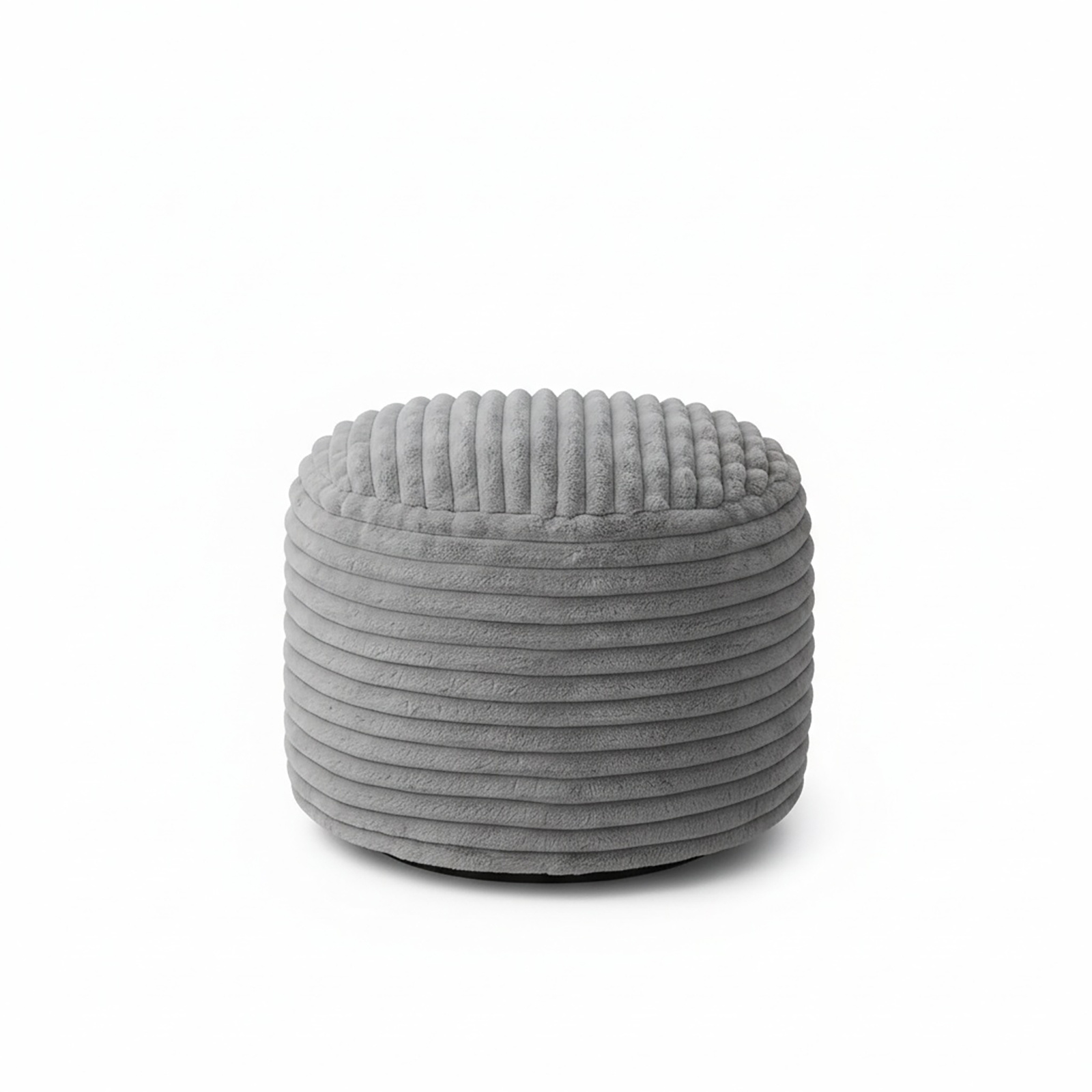 Image of Thick Vertical Striped Flannel Round Ottoman Footstool, 55×38cm Soft Padded Cylindrical Pouf Stool, Multipurpose Foot Rest For Sofa, Living Room, Bedroom, Vanity Desk