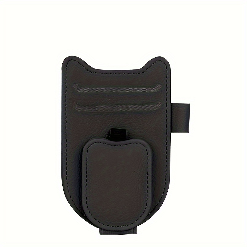 TEMU Pochette de rangement pour pare-soleil en cuir PU à oreilles de chat avec support à pince et crochet de suspension - Pour voiture, convient pour