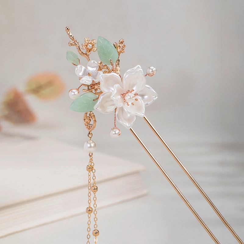 Chinese Style Camellia Flower Hair Stick Handmade