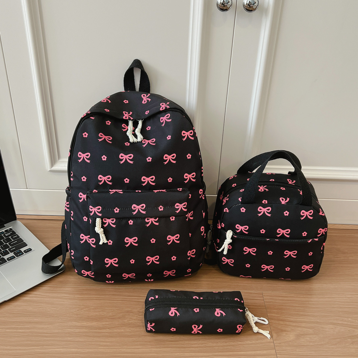 TEMU Conjunto de mochila de 3 piezas con estampado de adorable, mochila escolar preppy de gran capacidad para con bolsa de almuerzo y estuche para