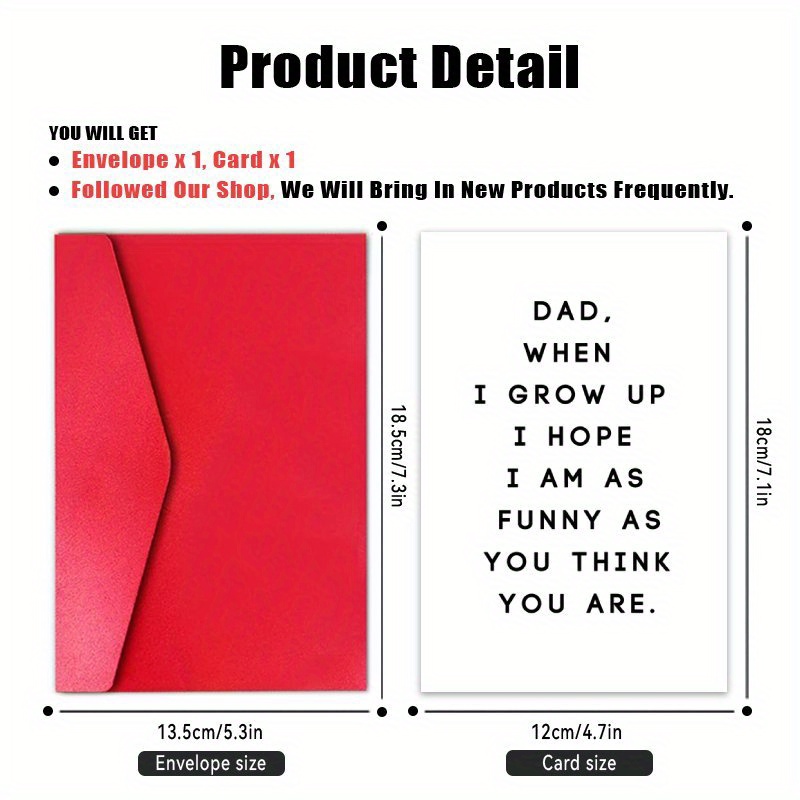 TEMU Une carte humoristique pour la fête des pères, un cadeau pour papa, une carte d'anniversaire amusante pour papa, souhaitant être drôle que vous