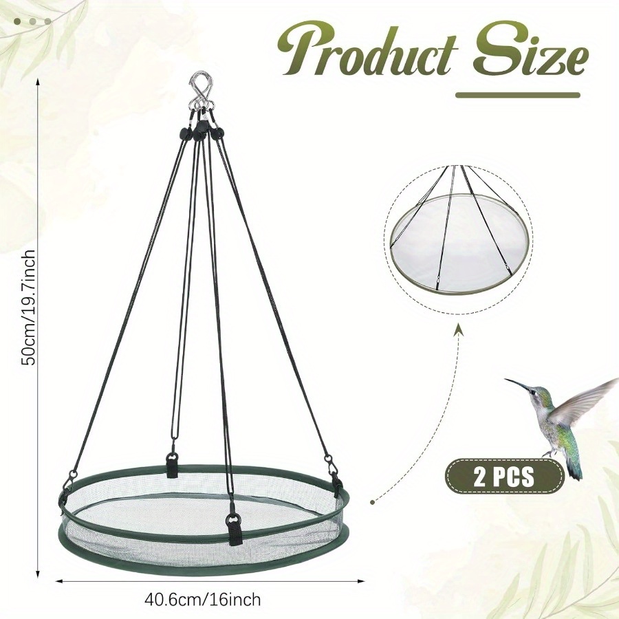 TEMU Universal Wild Bird Seed Hanging Hoop Platform Bird Seed Tray For Hummingbird Feeders Bee Feeder Outdoor Garden Accessories 2pcs, 16 Inch),