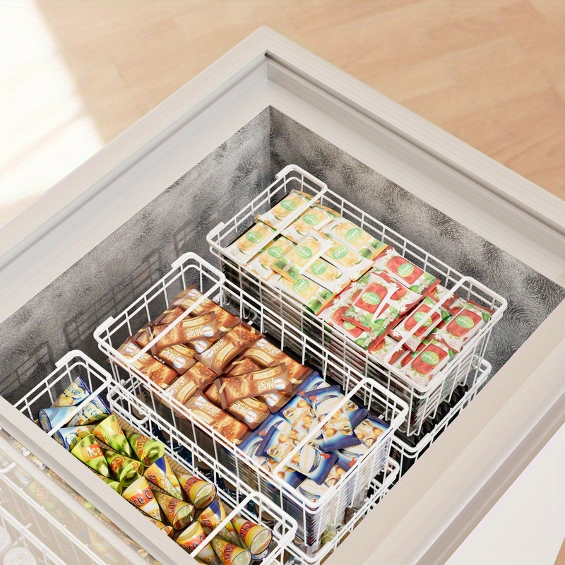 Deep Freezer Organizers 4-Pack Stackable Freezer Baskets - Deep Chest ...
