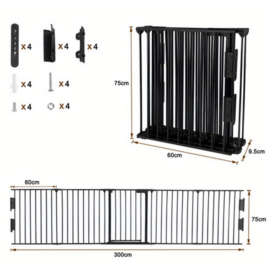 TEMU Fireplace Safety Gate Protective Gate Railings With Door With Lock Foldable Playpen Gate Safety Protection Gate Suitable For Pets Dogs Cats