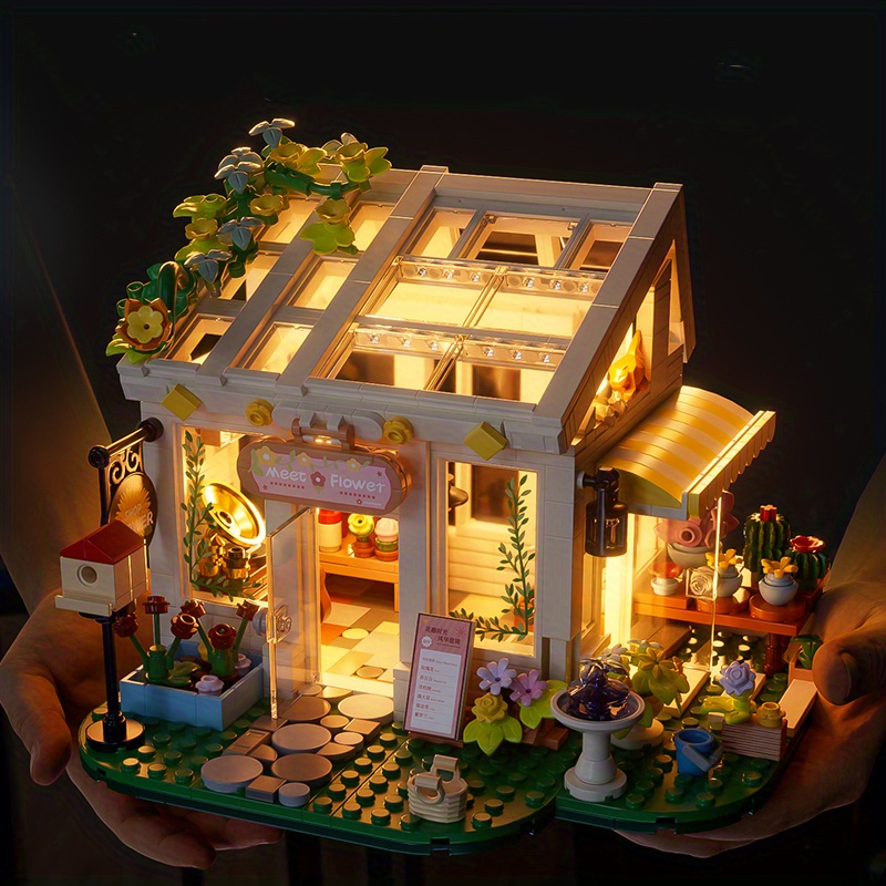 1032 stuks Gezellige Botanische Tuin Set, Zonnebloemhuis Bouwstenen Model, Geschikt als Cadeau voor Verjaardagen, Kerstmis, Halloween, Thanksgiving, Nieuwjaar, Feesten