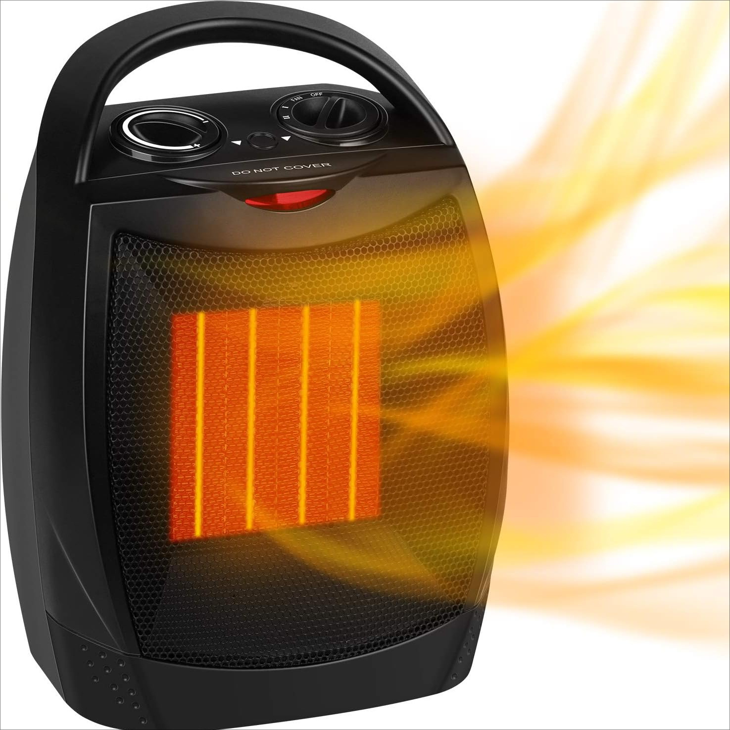 TEMU Portable Electric Space Heater With 1500w/ 750w, With A Thermostat, Safe And Quiet Ceramic Heating Fan, Up To 200 , Suitable For Indoor Use On Office Desks, In Silvery/black.