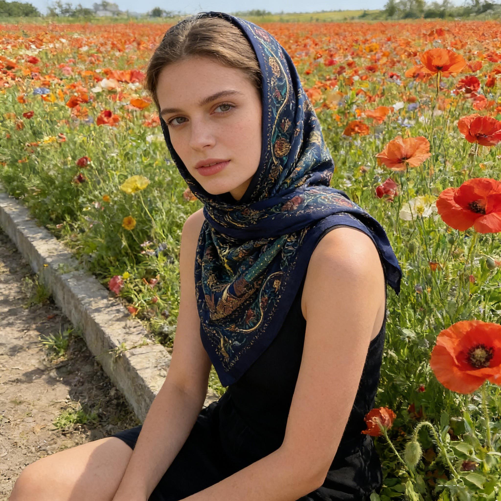TEMU 1pc 100%, Mysterious Exotic Jungle, French Retro Style, Middle Eastern Turban, Spring/summer, Cool Neck Scarf, Lightweight Neck Warmer,