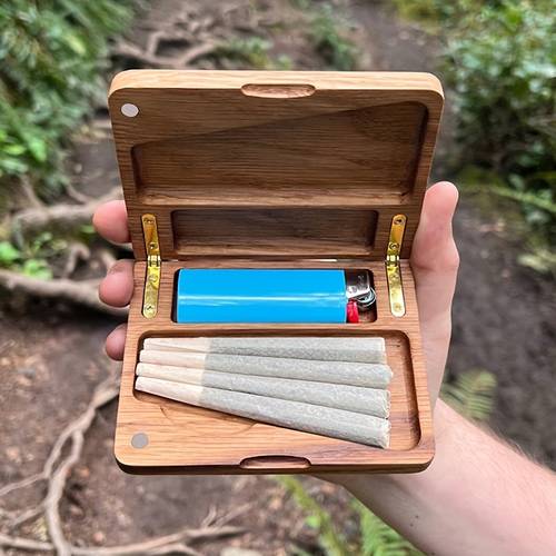 elegant handcrafted walnut wood storage box with magnetic closure vintage style cigarette pre rolled cones holder durable wooden construction ideal holiday gift for men smoking accessory magnetic closure box smooth wood grain christmas gift boxes