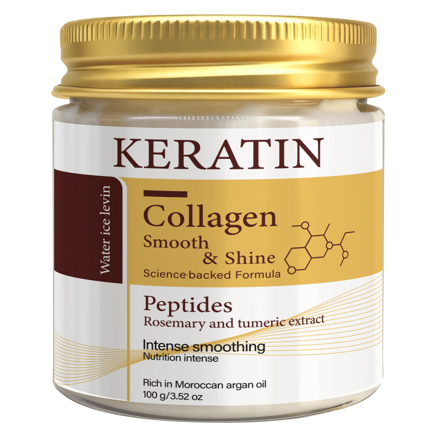 Image of Water Ice Keratin Collagen Peptide Hair Cream, With Keratin, Collagen, Peptides & Argan Oil, Moisturizes, Smoothes & Adds Shine To Hair, Travel Size, 100g