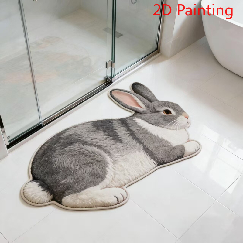 TEMU Plush Rug Suitable For Bedroom, Bathroom & Camping - Korean Ins-style Irregular Shaped Carpet With Anti-slip Vinyl Backing, Soft Gel Fiber,