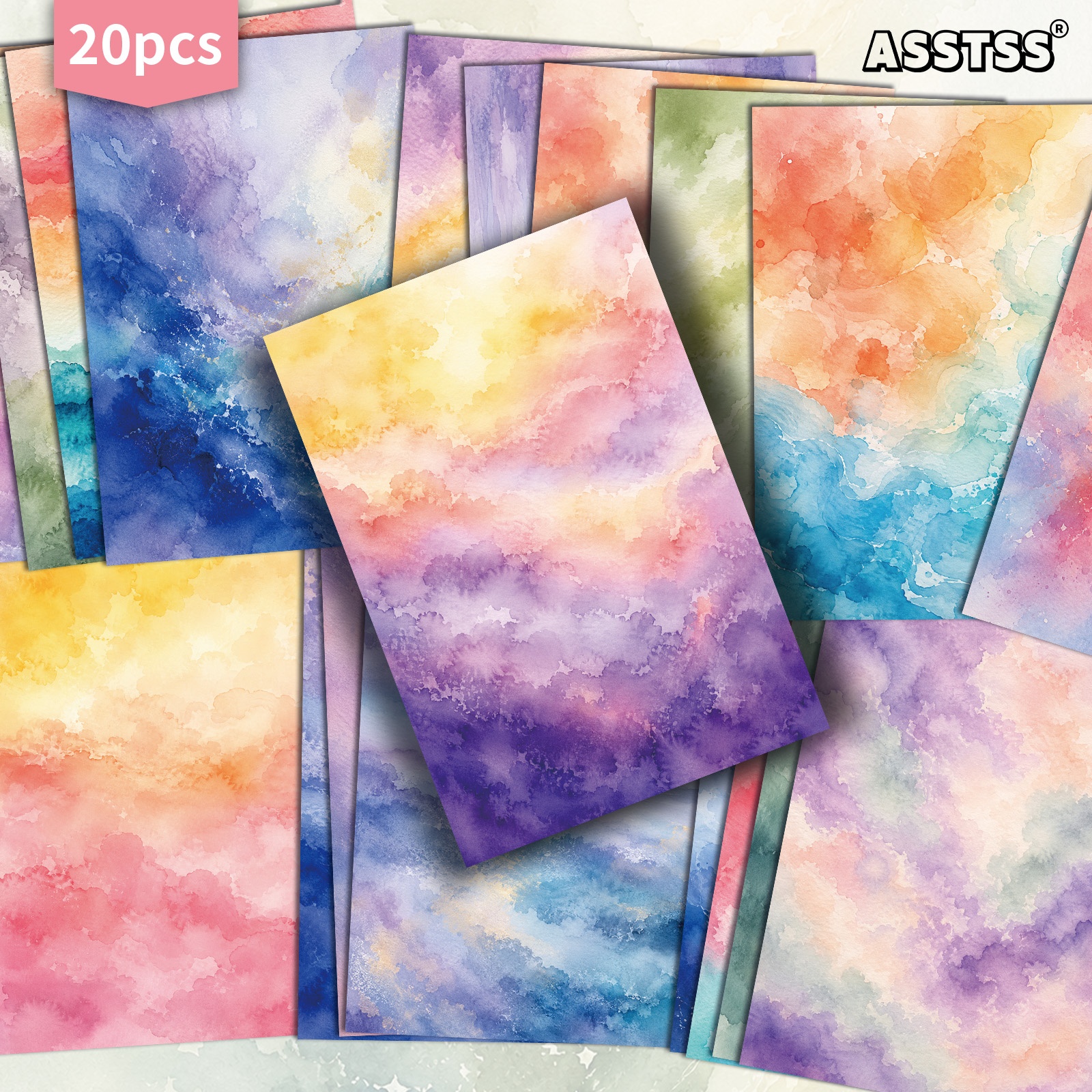 TEMU 20-pack Asstss Watercolor Ombre Postcards - 4x6 Inches Retro Junk Journal Supplies, Classic Pinup Illustrations Collectible Decorative Painting