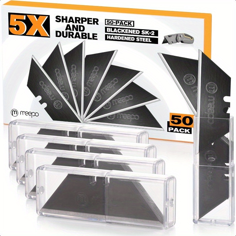 

50-pack Utility Knife Blades Blackened -2 Blades For Utility Knife Rust Design Extra