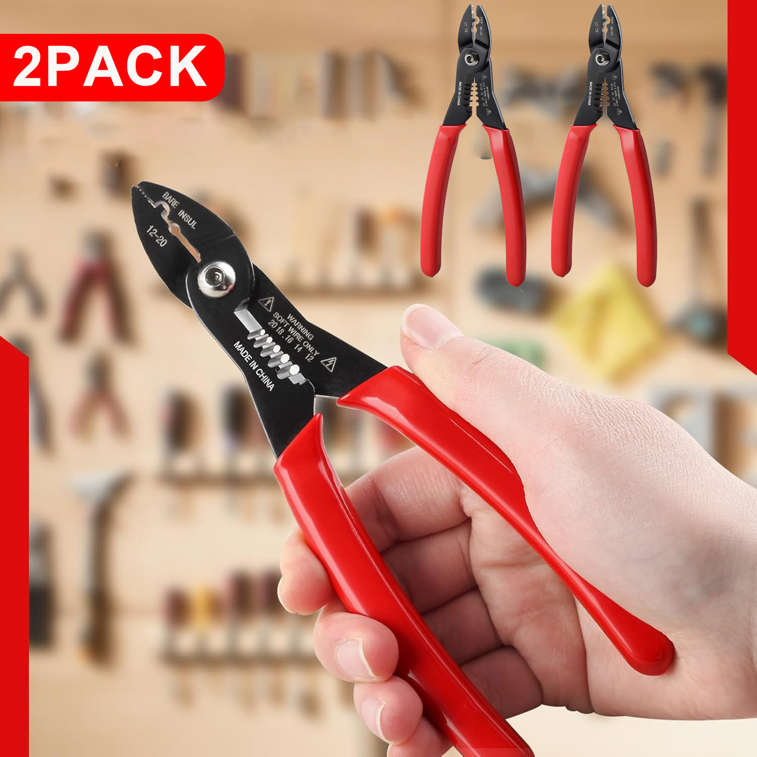TEMU 2 Pack Awg Wire Stripper | Steel Electricians Pliers, Cable Stripping And Crimping Tool