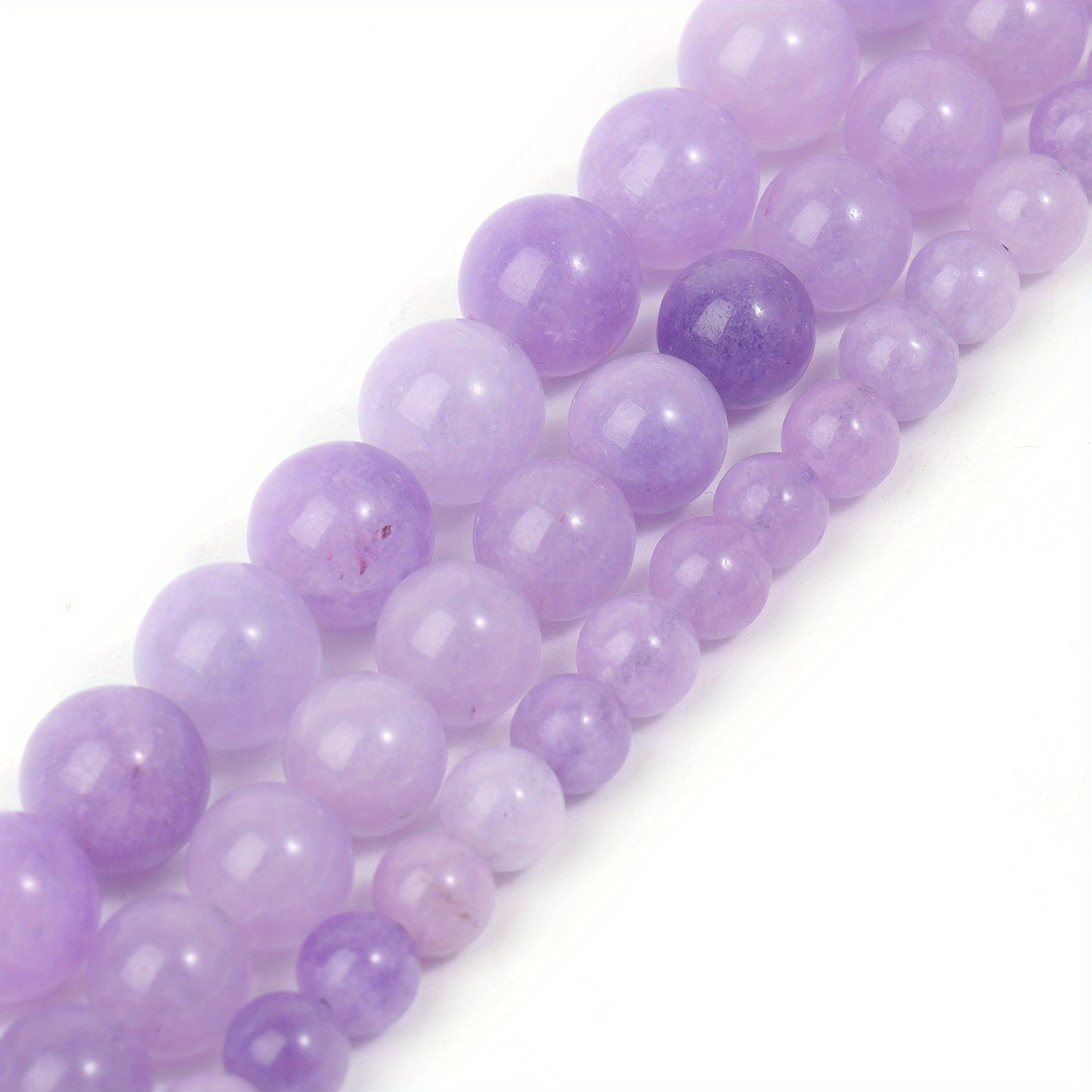 TEMU Cuentas sueltas redondas de piedra natural, lavanda y , de 6/8/10 mm, ideales para la de joyas, pulseras elegantes, collares, aretes y regalos