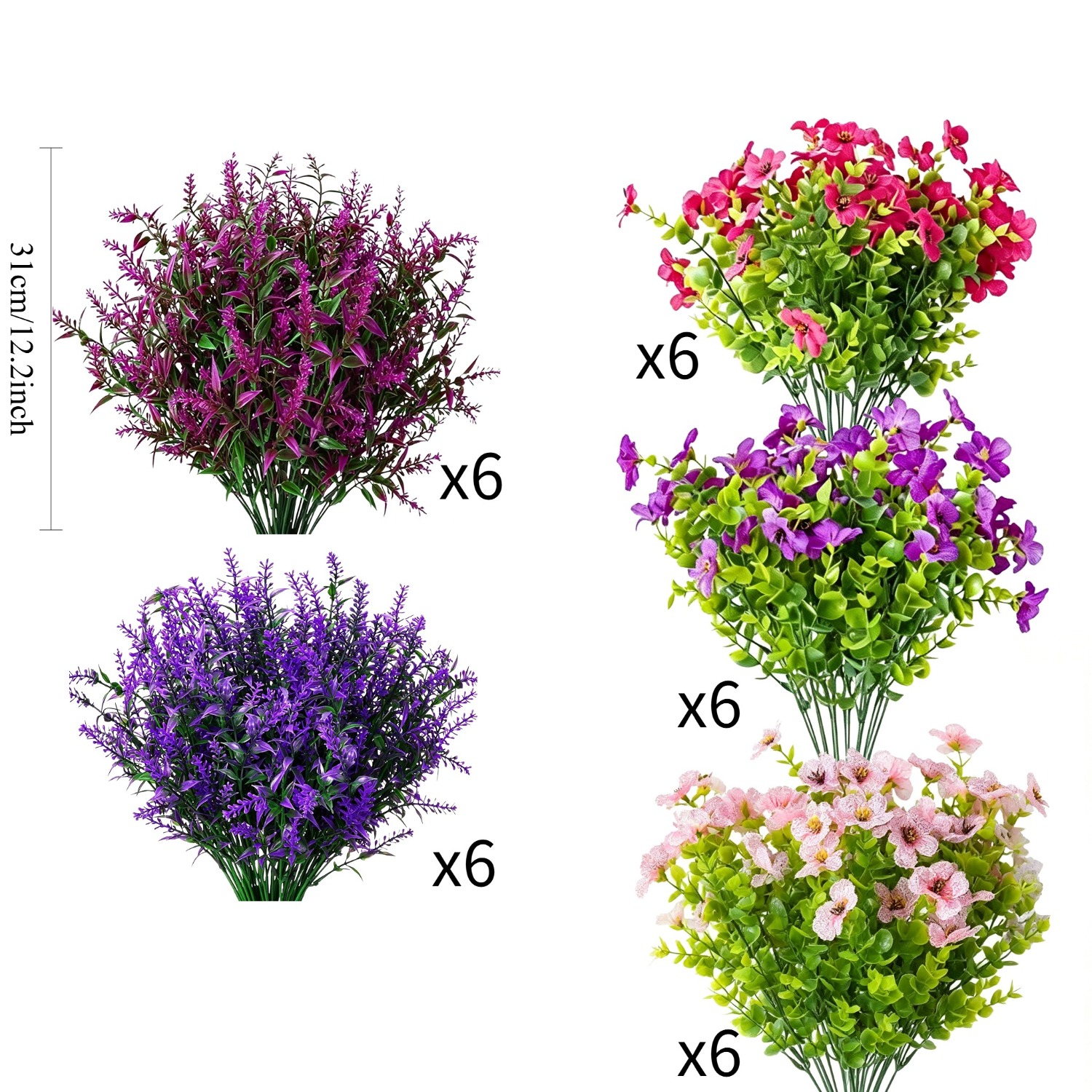 Image of 30pcs Outdoor Artificial Flowers, Uv-resistant Realistic Fake Flowers And Plants, Indoor Outdoor, Garden, Yard, Porch, Window Box Decor (30pcs Mixed Colors)