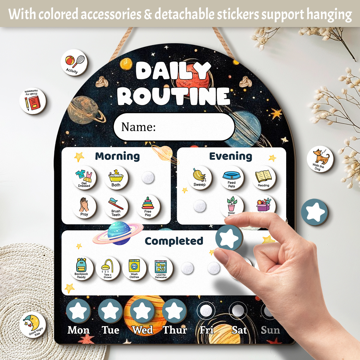 TEMU Space-themed Chore Chart, Decorative Sign, Daily Planner, Visual Schedule, Routine Checklist, Daily Task Organizer, Ideal Gift For Birthdays And