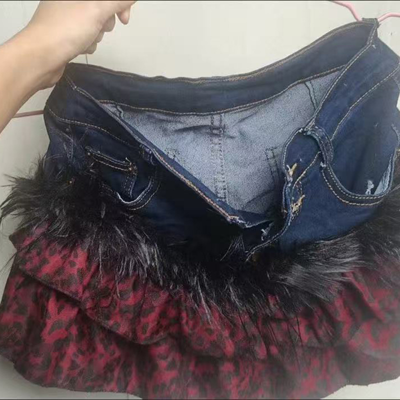 Leoprad Ruffle Patchwork Punk Y2K Mini Gitls Skirts