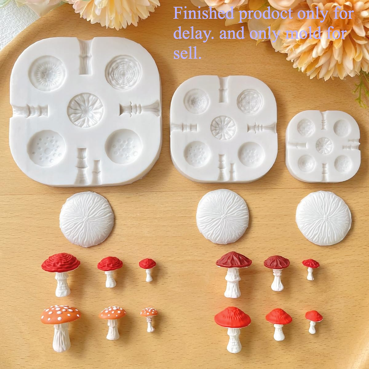 E-shop 6 Stück Pilz Polymer Clay Silikonformen, 3 Größen Langlebige Harzflüssigkeitsformen für Schmuckherstellung, DIY Bastelwerkzeuge