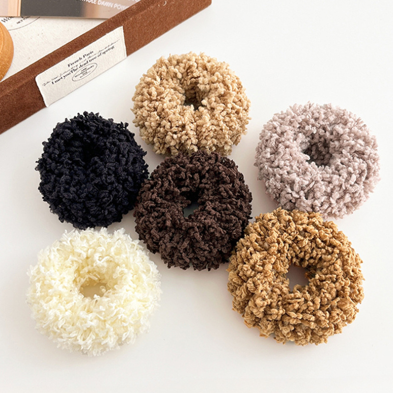 Image of 6-color Brown Autumn And Winter Thickened High-elastic Plush Hair Tie, Versatile Bun Hair Rope, Durable And Non-damaging Hair Ponytail Hair Rope Hair Additions For Women